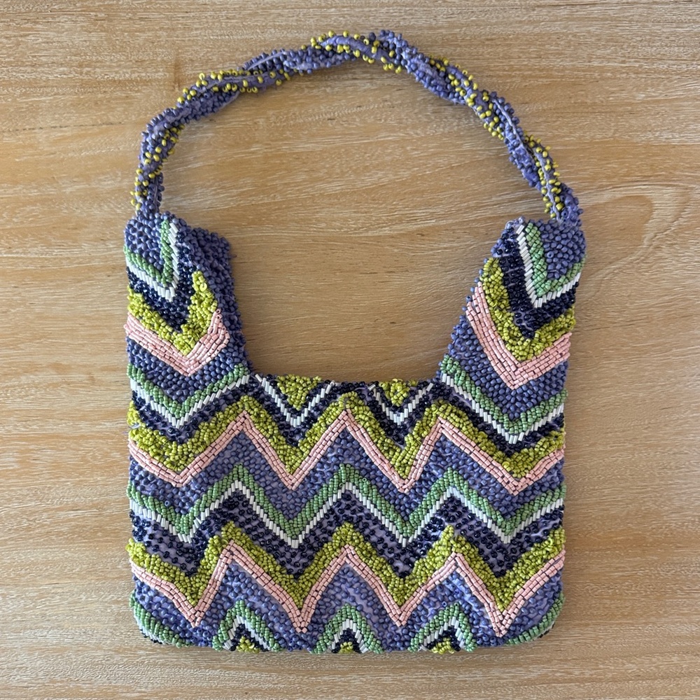 Multicolor Chevron Knit Shoulder Bag